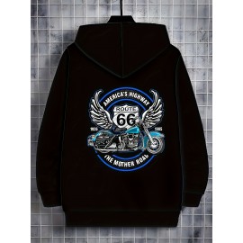 [Men's Motorcycle Hoodie] Black Men's Motorcycle Graphic Hoodie - 