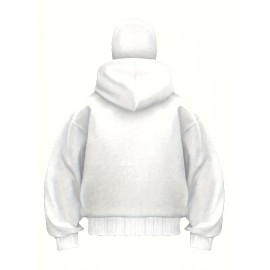 Men'S Windproof Full-Zip Hooded Jacket with Detachable Balaclava - Heavy-Duty Full-Zip Front, Loose Fit Casual Winter Coat, Geometric Pattern Hoodie for Outdoor Activities & Casual Attire, Windproof & High Quality Design, Full-Zip Hooded Sweatshirt