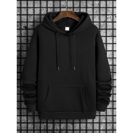 [Pullover for Casual Attire] Thick Warm Solid Color Hooded Sweatshirt | Casual Loose Fit Sweater with Front Pocket, Machine Washable for Fall Winter (Solid Color Options)