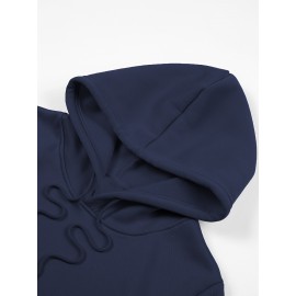 [Personalized Hoodie] Personalized Men's Hoodie - Customizable Photo/Text Front & Back, Navy Blue with White Lettering, All-Season Comfort Fit, Casual Sporty Design for Halloween Christmas Gifts, Durable Casualwear