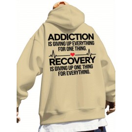 Men'S Hoodie - Back Printed Addiction Recovery Message Hooded Sweatshirt - Dark Grey/Black Graphic Pullover - Long Sleeve Winter Hoodie for Everyday & Formal Wear - Ideal Addiction Support Gift for Men, Casual Streetwear, Comfortable Fit, Durable Fabric, Streetwear Fashion, Trendy Design, Soft Material, Hooded Sweater, Men'S Fashion