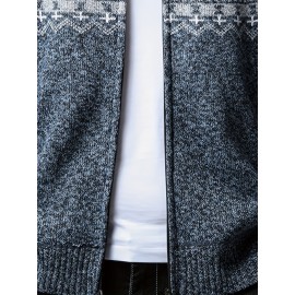 Autumn and winter new casual Men's fashion jacquard hooded knitted cardigan sweater jacket warm top, Autumn Outfit, Cozy Sweater, Knitted Design, Trendy Knitwear, Durable Stitching, Pullover Hoodie, Men’S Sweater, Streetwear Lovers, Winter Wardrobe