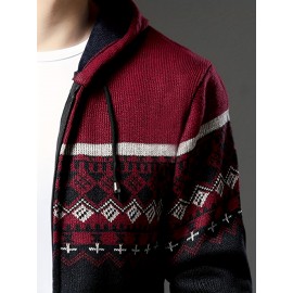Autumn and winter new casual Men's fashion jacquard hooded knitted cardigan sweater jacket warm top, Autumn Outfit, Cozy Sweater, Knitted Design, Trendy Knitwear, Durable Stitching, Pullover Hoodie, Men’S Sweater, Streetwear Lovers, Winter Wardrobe