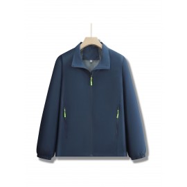 Men'S Heavy-Duty Hooded Jacket - Full-Zip Outdoor Coat with Full-Zip Front Closure, Stand Collar & Zippered Pockets - Windproof & High Quality Winter Jacket for Hiking, Running, Camping, Casual Attire - Thermal Insulated Winter Coat for Men - Ideal