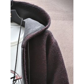 Autumn and Winter New Middle aged Men's Casual Hoodie with Thick Knitted Cardigan and Velvet for Warmth, Autumn Layering, Cold Weather Wear, Classic Hoodie, Relaxed Fit, Durable Stitching, Men’S Cardigan Sweater, Long Sleeve Top, Winter Essentials