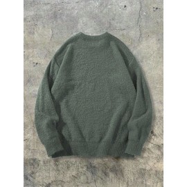 Unisex Casual Knit Sweater | Crew Neck, Long Sleeve, Loose Fit, Solid Color, Rib-Knit, Pullover Style, Suitable for Fall/Winter - ANDREILEE