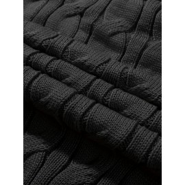 Men'S Lapel Pullover Cable Knit Long Sleeve Warm Sweater