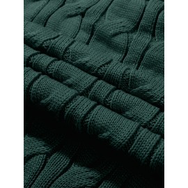 Men'S Lapel Pullover Cable Knit Long Sleeve Warm Sweater