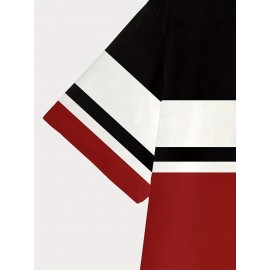 Men'S Modern T-Shirt - Lightweight Breathable Crew Neck Tee with Non-See-Through Fabric - All-Season Casual Everyday Shirt - White/Black/Teal Color Block Design - Regular Fit for Office, Parties, Outings - Easy-Care Everyday Essential, Party Outfit, Stylish Print, Durable Construction, Short Sleeve Top, Young Adults