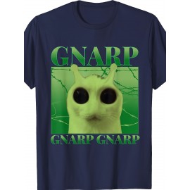Funny Alien Cat Meme Silly Cats gnarp cat Meme | Brainrot gnarp cat Meme T Shirt, Crew Neck, Medium Stretch Fabric, Suitable for All Seasons and Various Occasions