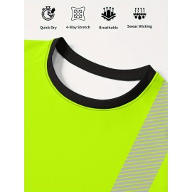 Men'S 3D Print Tropical Leaf Pattern Long Sleeve T-Shirt - Neon Green/Black/Royal Blue, Lightweight Breathable Fabric, All-Season Casual & Outdoor Sports Crew Neck Top, Bold Digital Print Design, Machine Washable Short Sleeve Shirt for Men, Graphic Tee Men, Men Graphic Tee, Men' T Shirt, Men Graphic T Shirt, Designer T Shirt Men, Graphic T Shirt Men, Men T Shirt For Men, Long Sleeve Shirt For Men, Tee Shirt For Men, Men T-shirt, Men Shirt, Men Clothes, T Shirt For Men, T-shirt For