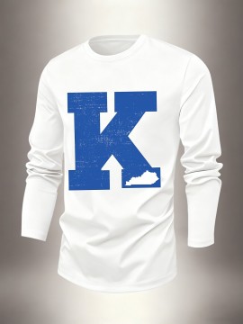 Men's longsleeved Tshirt with 2D printed designs, featuring letter slogans and geometric patterns. Available in 4 colors. Ideal for Men's holiday occasions and Christmas., Christmas Attire, Casual Wear, Letter Print, Graphic Tee, Quality Stitching