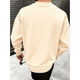 Men's longsleeved Tshirt with 2D printed designs, featuring letter slogans and geometric patterns. Available in 4 colors. Ideal for Men's holiday occasions and Christmas., Christmas Attire, Casual Wear, Letter Print, Graphic Tee, Quality Stitching