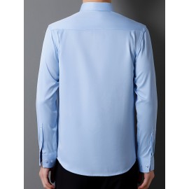 [Stretch Formal Shirt] Stretch Formal Shirt for Men | Long Sleeve, Solid Color, No Pockets, Business Casual Office Workwear for Professionals