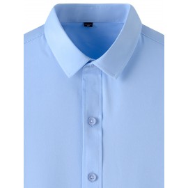 [Stretch Formal Shirt] Stretch Formal Shirt for Men | Long Sleeve, Solid Color, No Pockets, Business Casual Office Workwear for Professionals