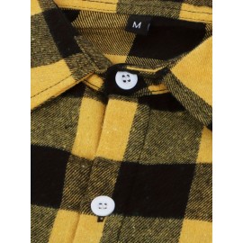 Trendy Checkered Vintage Plaid Colorblocking Men'S Casual Shirt with Chest Pocket, Grid Pattern Top for Spring and Autumn Wear, Comfortable Stylish Design