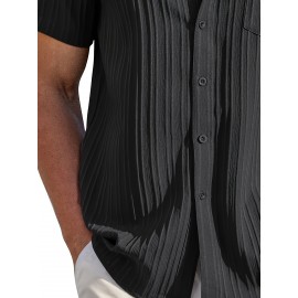 [Casual Shirt] Classic Men's Short Sleeve Shirt | Casual Button-Up, Solid Color Non-Stretch Fabric, Machine Washable, All-Season Versatile Wear for Office & Social Events