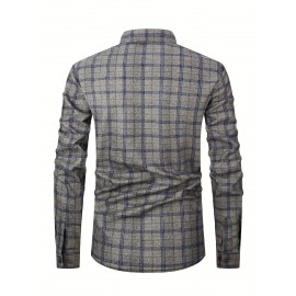 Men's Winter Warm Fleece-Lined Flannel Shirt - Thick Multi-Pocket Plaid Button- Collar Shirt, Wrinkle-Resistant Casual Office & Outdoor Wear, Cozy Long Sleeve for home (Hand Washable) - Regular Fit Fall/ Winter Clothing