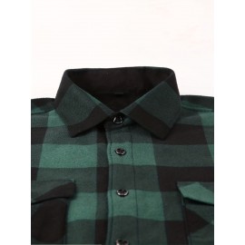 Men's Winter Warm Fleece-Lined Flannel Shirt - Thick Multi-Pocket Plaid Button- Collar Shirt, Wrinkle-Resistant Casual Office & Outdoor Wear, Cozy Long Sleeve for home (Hand Washable) - Regular Fit Fall/ Winter Clothing