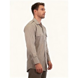 Men'S T8512KH 37-Inch Tactical Shirt - 65% /35% Blend, Ripstop Breathable Long Sleeve Button- with V-Neck & Tight-Fit Design, Outdoor Hiking & Work Shirt for Spring/Fall, Tactical & Casual Wear, Durable Stretch Fabric for Hunting, Camping