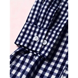 Elson OBM Men's Classic Plaid Button-Up Shirt - Long Sleeve Formal and Casual Top, Non-Stretch Fabric, Front Button Closure, Turn-Down Collar, Office, Wedding, Party Attire - Ideal Gift for Men, Office Wear, Fashion Design, Durable Construction