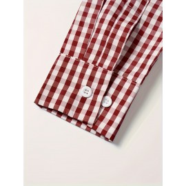 Elson OBM Men's Classic Plaid Button-Up Shirt - Long Sleeve Formal and Casual Top, Non-Stretch Fabric, Front Button Closure, Turn-Down Collar, Office, Wedding, Party Attire - Ideal Gift for Men, Office Wear, Fashion Design, Durable Construction