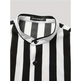 Men's Hawaiian Shirt - Black & White Striped with Orange Collar, Short Sleeve Summer Beach Shirt, Relaxed Fit Casual & Semi-Formal Outfits, Machine Washable Tropical Shirt for Men, Mismatched Pattern with Black and White Stripes, Breathable Fabric for Warm Weather, Stylish and Comfortable for Beach Outings and Casual Attire, Hawaiian Shirt Men Plus Size