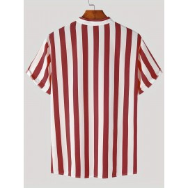 Men's Hawaiian Shirt - Black & White Striped with Orange Collar, Short Sleeve Summer Beach Shirt, Relaxed Fit Casual & Semi-Formal Outfits, Machine Washable Tropical Shirt for Men, Mismatched Pattern with Black and White Stripes, Breathable Fabric for Warm Weather, Stylish and Comfortable for Beach Outings and Casual Attire, Hawaiian Shirt Men Plus Size