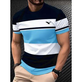 Men'S Modern T-Shirt - Lightweight Breathable Crew Neck Tee with Non-See-Through Fabric - All-Season Casual Everyday Shirt - White/Black/Teal Color Block Design - Regular Fit for Office, Parties, Outings - Easy-Care Everyday Essential, Party Outfit, Stylish Print, Durable Construction, Short Sleeve Top, Young Adults