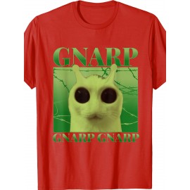 Funny Alien Cat Meme Silly Cats gnarp cat Meme | Brainrot gnarp cat Meme T Shirt, Crew Neck, Medium Stretch Fabric, Suitable for All Seasons and Various Occasions