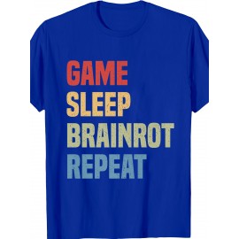 Funny Brainrot Design | For Men'S Game Sleep Brainrot Repeat Italian Brainrot Premium T-Shirt | Crew Neck, Medium Stretch Fabric, Suitable for All Seasons and Various Occasions