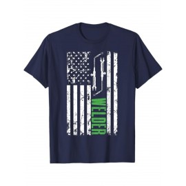 Men'S Heavyweight 100% Welding Shirt - American Flag Welder T-Shirt with Welding Tools Graphic, Welding Helmet Design - All-Season Breathable Workwear for Welders, Welding Gifts for Men - Casual & Industrial Apparel (Regular Fit) - Ideal Welder Present for Birthdays, 4th of July, Labor Day - Patriotic Welding Apparel with Welding Rod & Welding Helmet Print, Round Neck Short-Sleeve Casual Wear for Welding Enthusiasts, Welder T Shirt, Men Graphic Tee, Men Graphic T Shirt, Graphic T