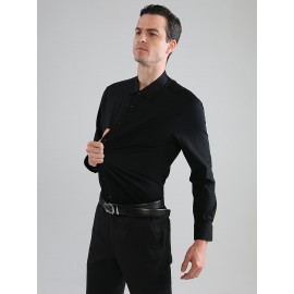 [Stretch Formal Shirt] Stretch Formal Shirt for Men | Long Sleeve, Solid Color, No Pockets, Business Casual Office Workwear for Professionals